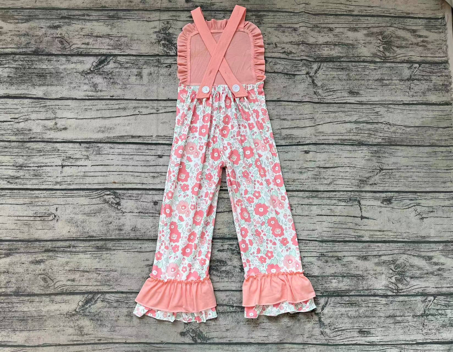 SR0963  RTS flowers short sleeve girl jumpsuit overall