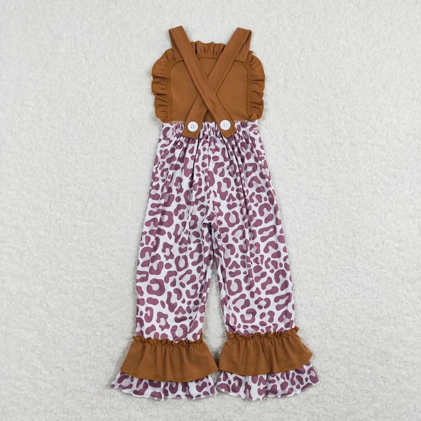 SR0965 RTS leopard flowers short sleeve girl jumpsuit overall 202401