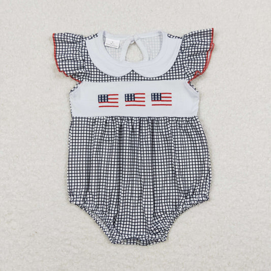 SR1000 Embroidery western July 4th  girl romper 202403