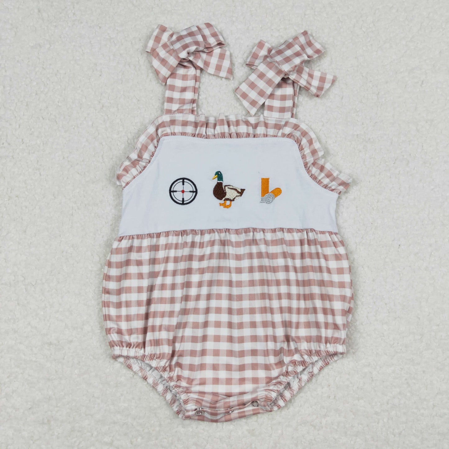 SR1008 embroidery duck girl romper 202403 RTS