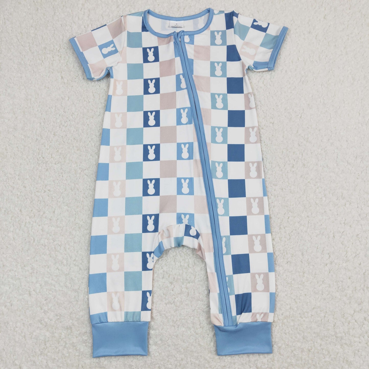 SR1013 easter bunny checkerboard boy romper RTS 202403