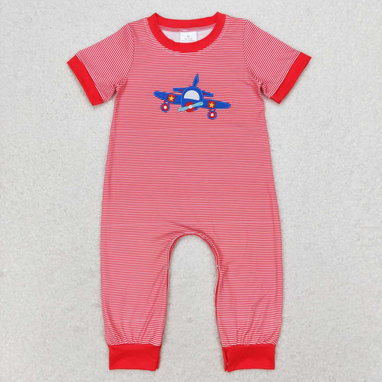 SR1043 western embroidery plane boy romper 202406  RTS