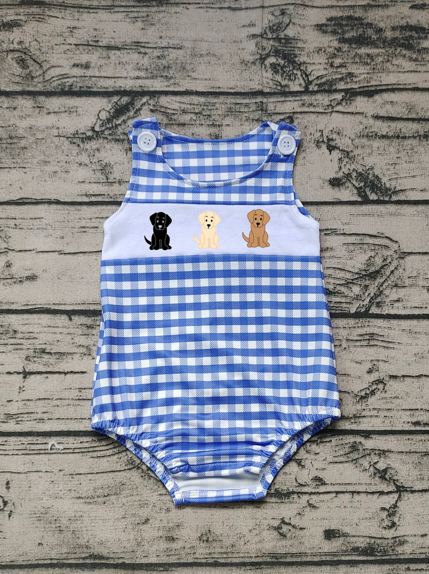 SR1048 embroidery dog boy romper 202403 RTS