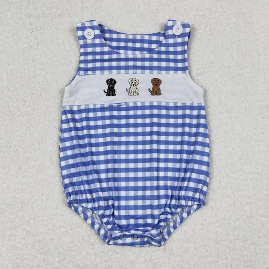 SR1048 embroidery dog boy romper 202403 RTS