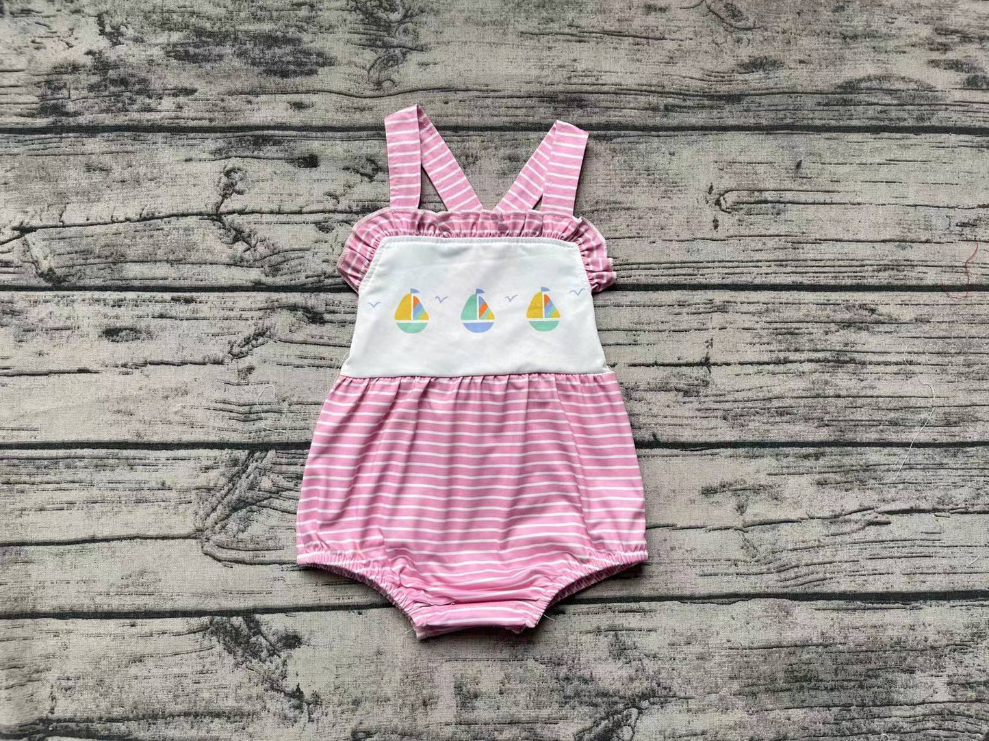 SR1058  sailboat girl romper 202405 preorder