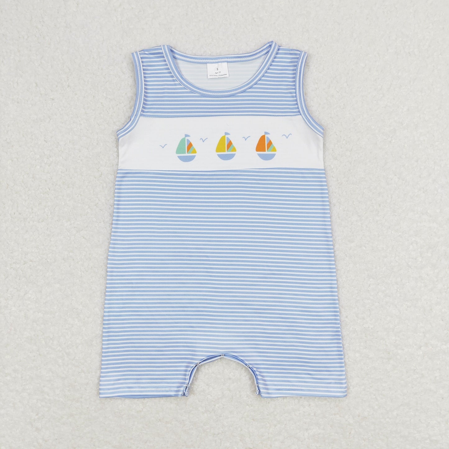 SR1059 western sail boat boy romper 202405 RTS