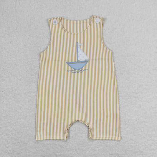 SR1062 boat embroidery boy romper 202405 RTS