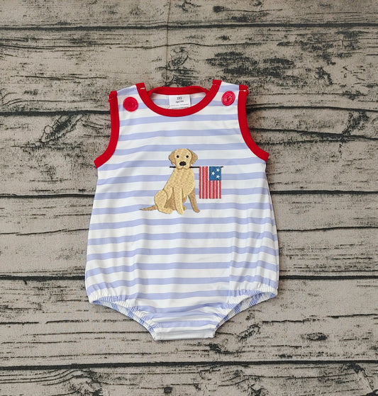 SR1080 western embroidery dog july 4th boy romper 202403 preorder