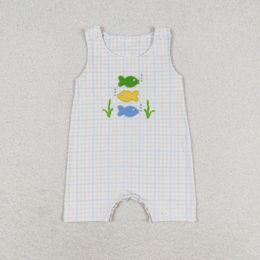 SR1121 embroidery fish boy romper 202405 RTS