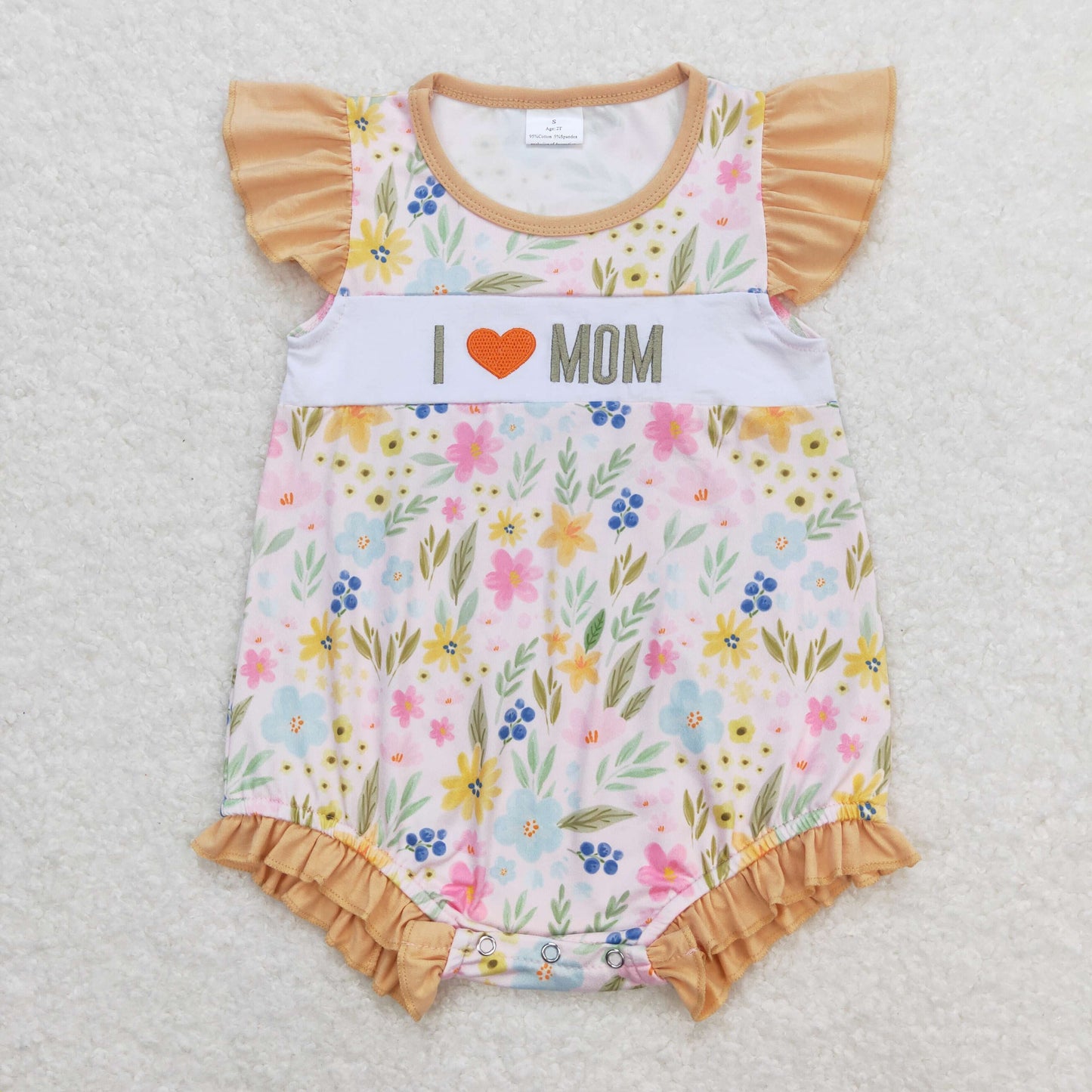 SR1131 embroidery flowers love mom girl romper 202404 RTS