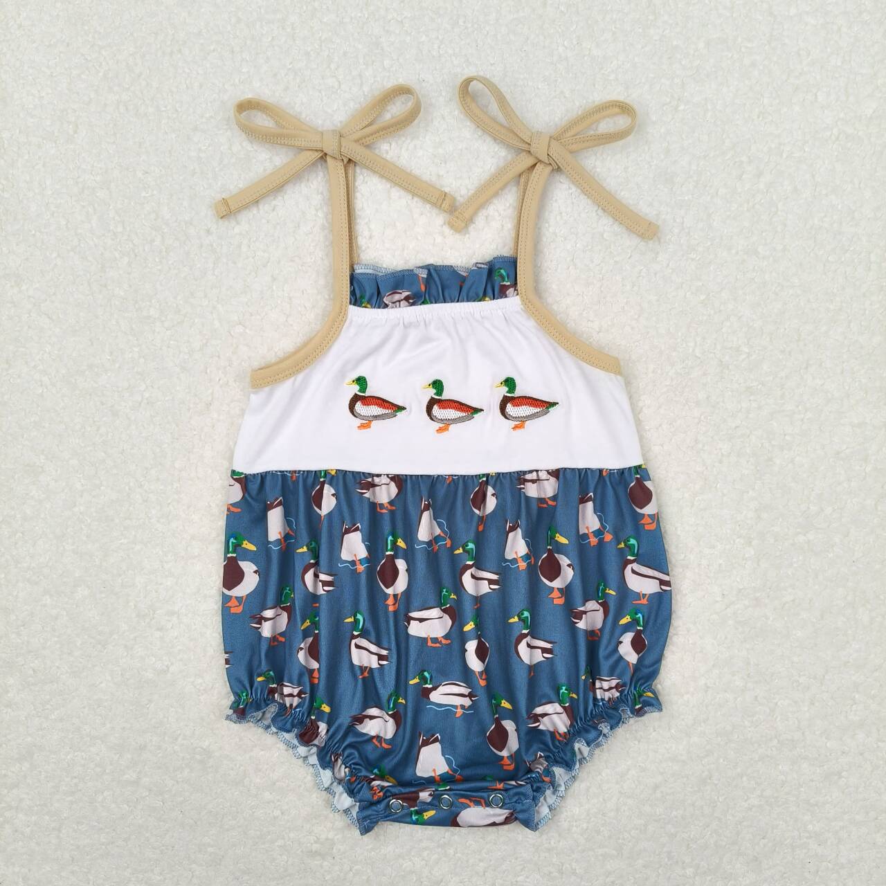 SR1133 Embroidery duck girl romper 202405 RTS sibling