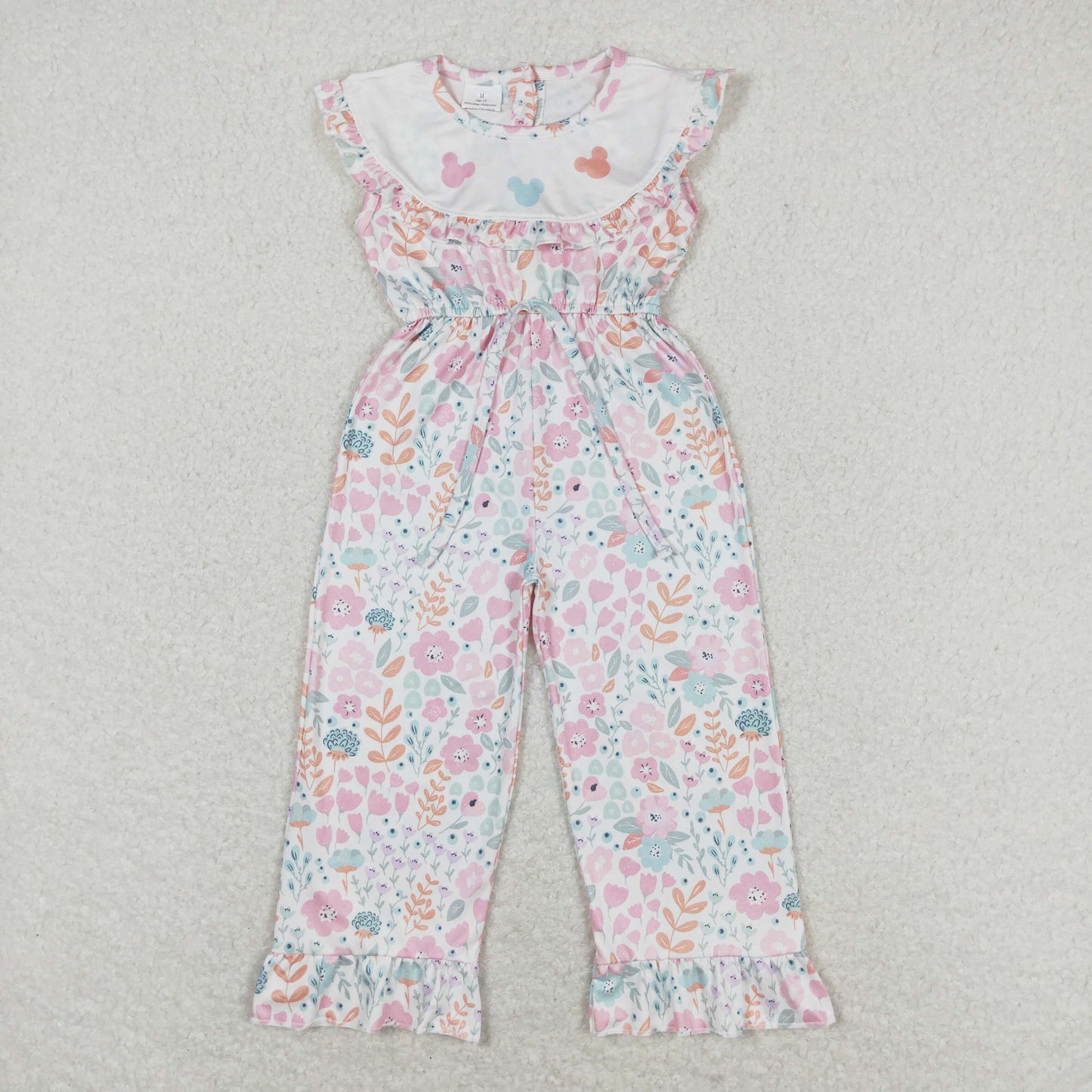 SR1139 RTS  mouse flowers short sleeve girl jumpsuit overall 202405