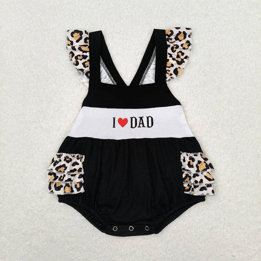 SR1147 western embroidery love dad girl romper 202405 RTS sibling