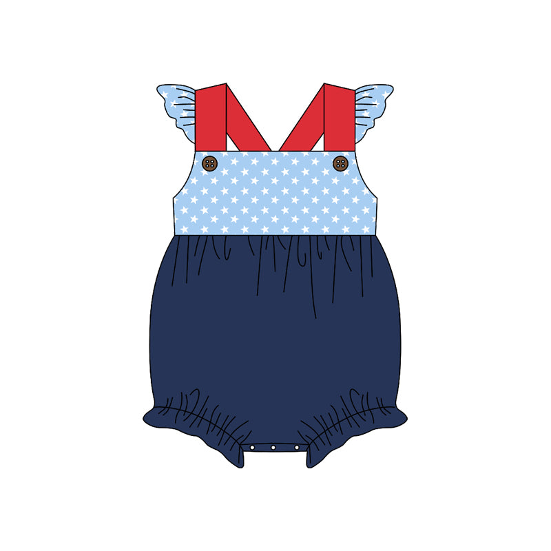 SR1158 western 4th july girl romper 202402 preorder