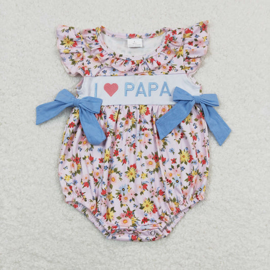 SR1162 western embroidery love papa daddy girl romper 202404 RTS