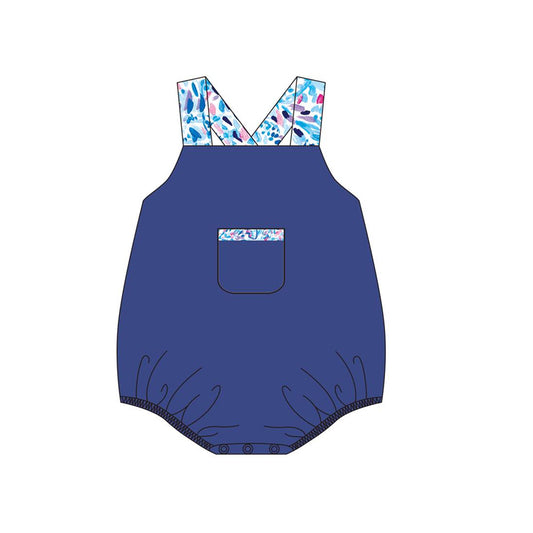 SR1189 western blue girl romper 202401 preorder