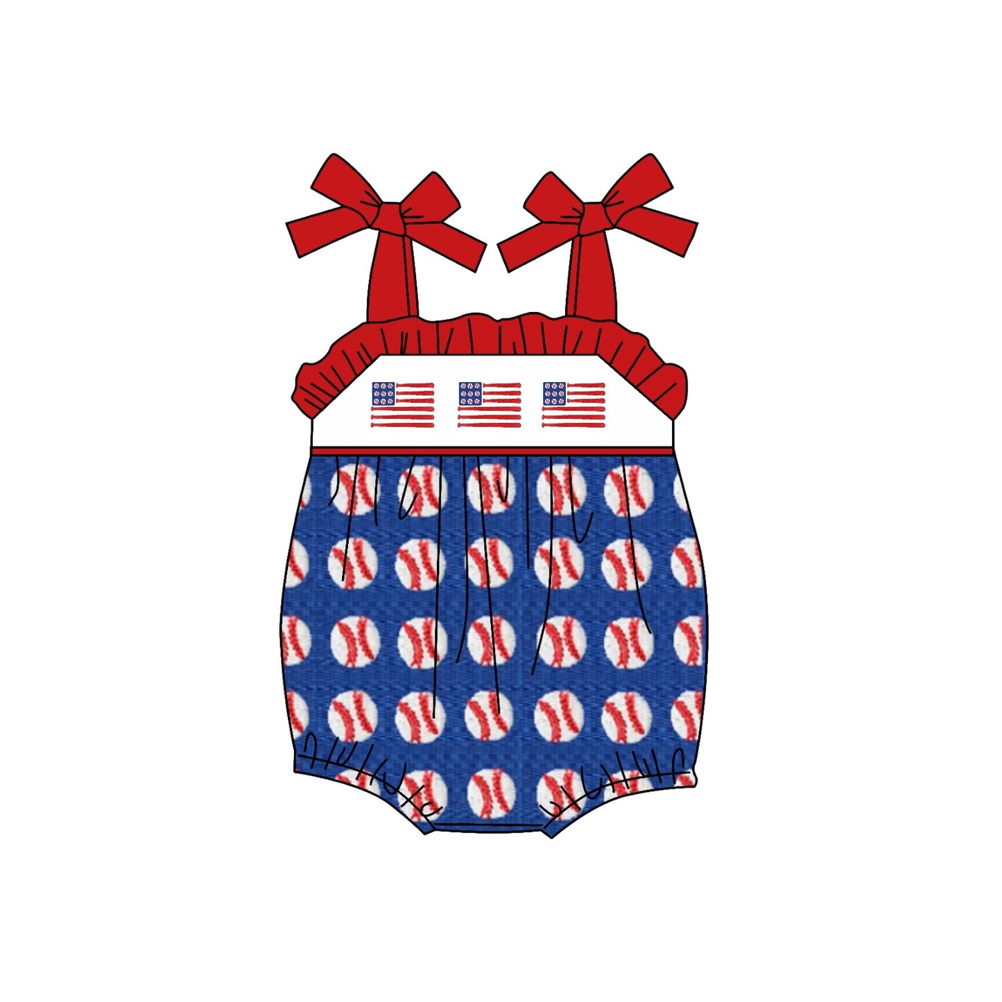 SR1193 western 4th July girl romper 202402 preorder