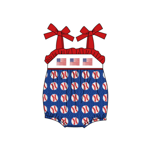 SR1193 western 4th July girl romper 202402 preorder