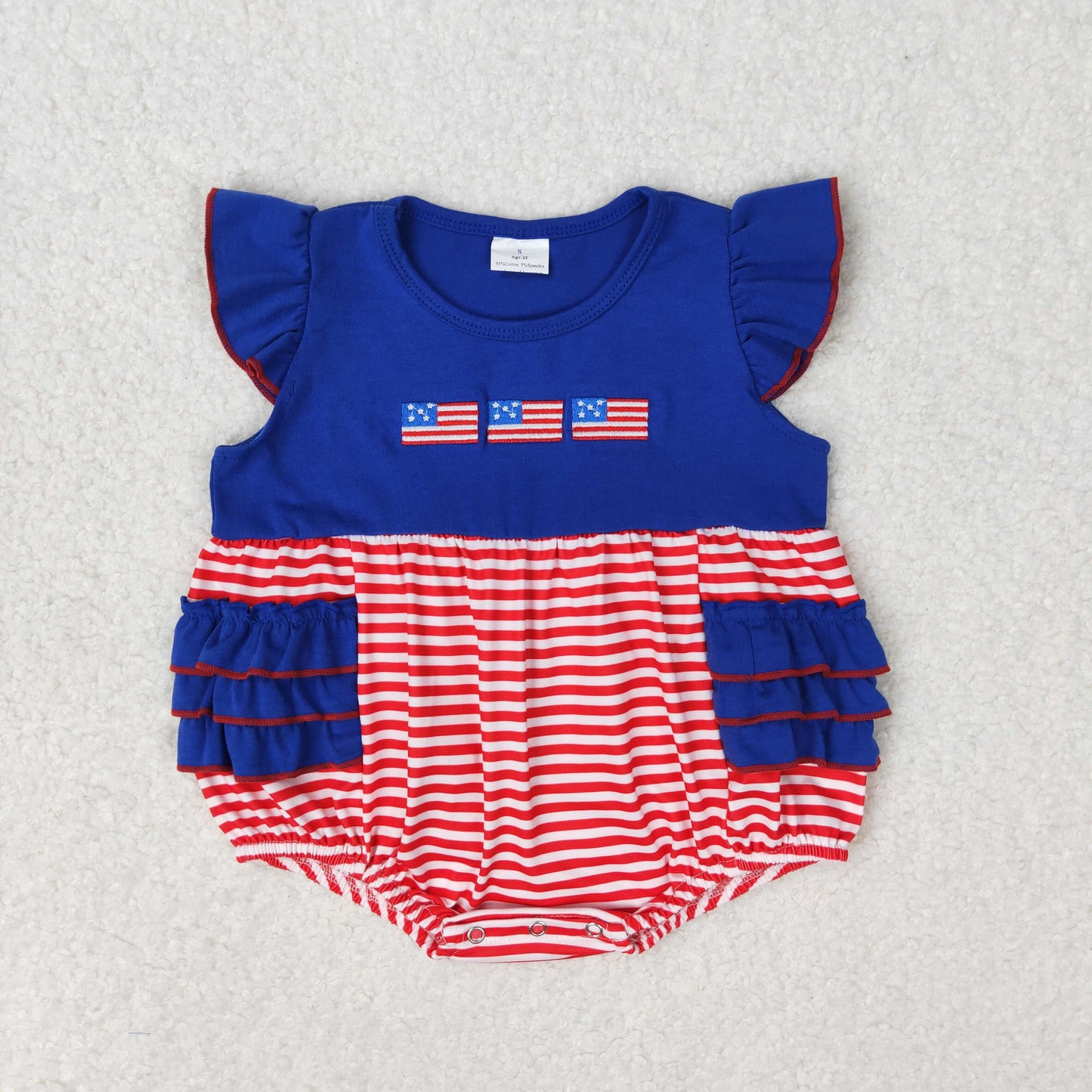 SR1211 embroidery July 4th girl romper 202405 RTS sibling