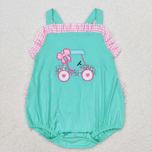 SR1223   embroidery golf car girl romper 202405 RTS