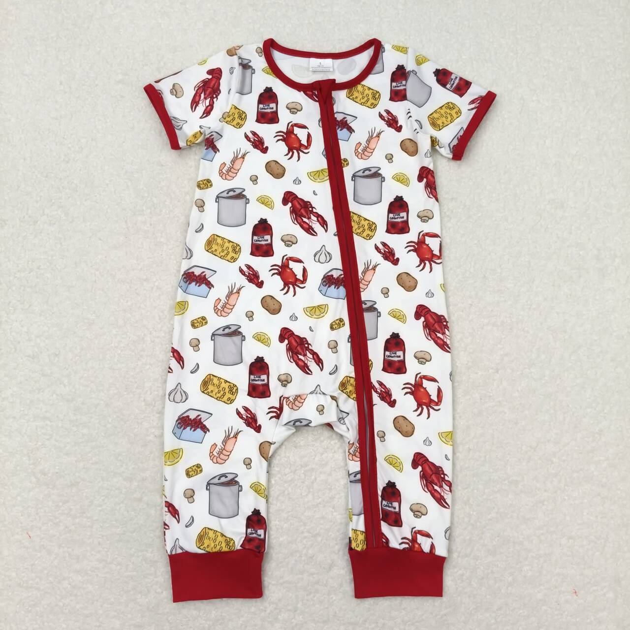 SR1339  cray crawfish boy bubble romper 202404 RTS