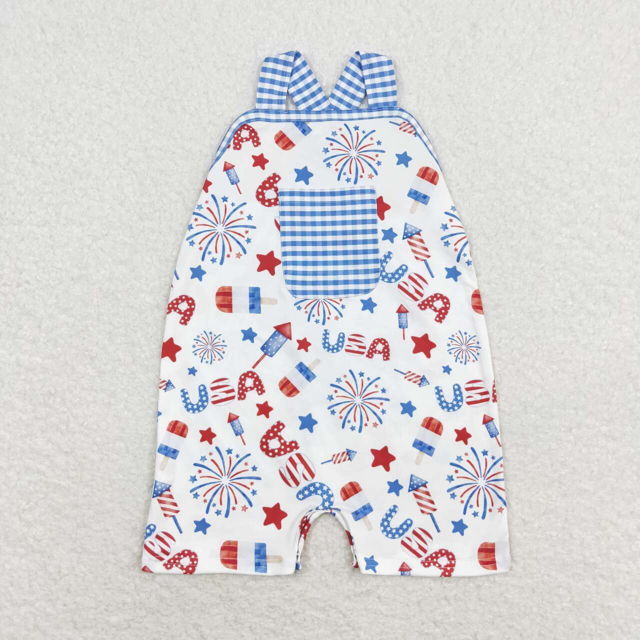 SR1366 4th july preorder boy romper 202406 RTS sibling