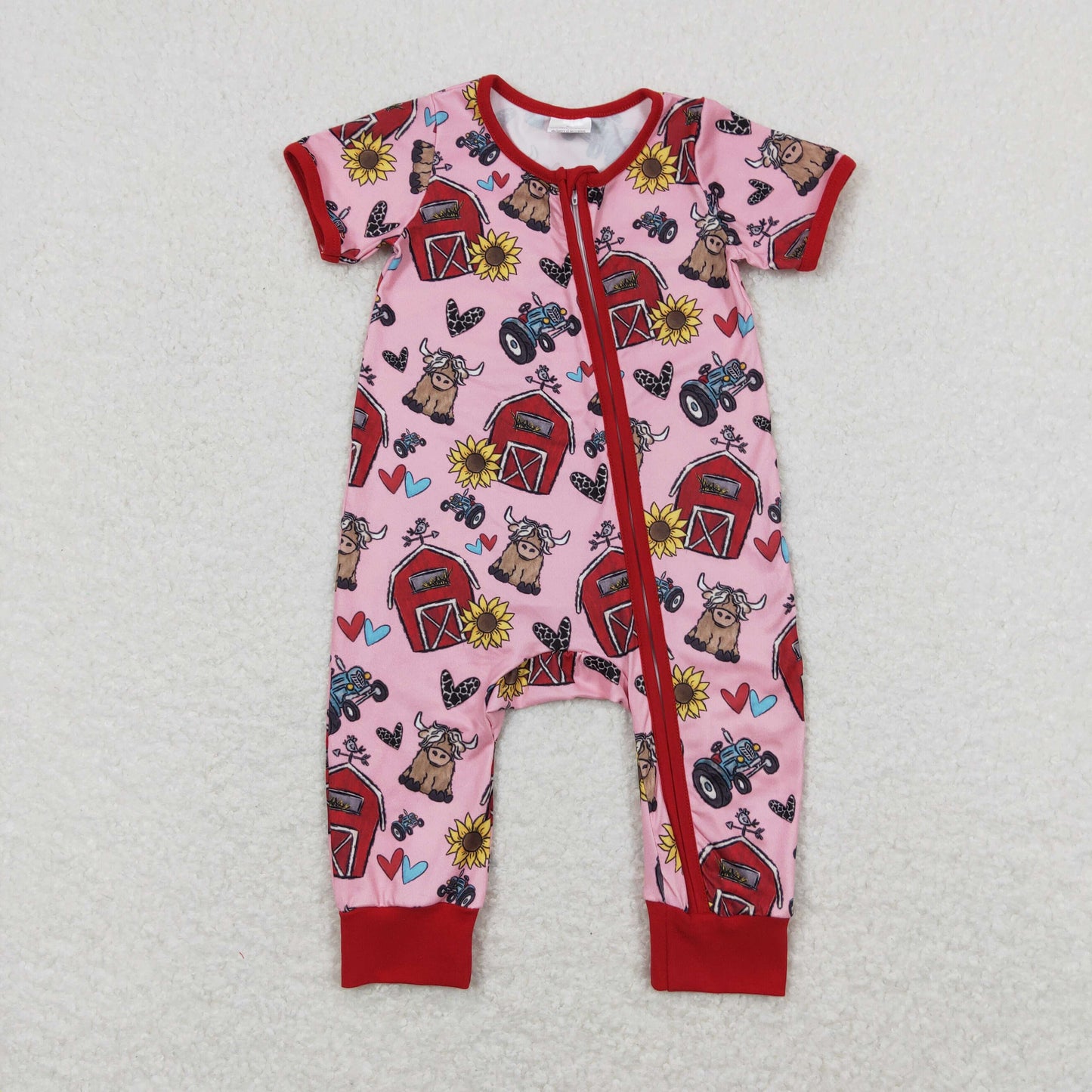 SR1368  RTS flower cow girl romper 202403 sibling