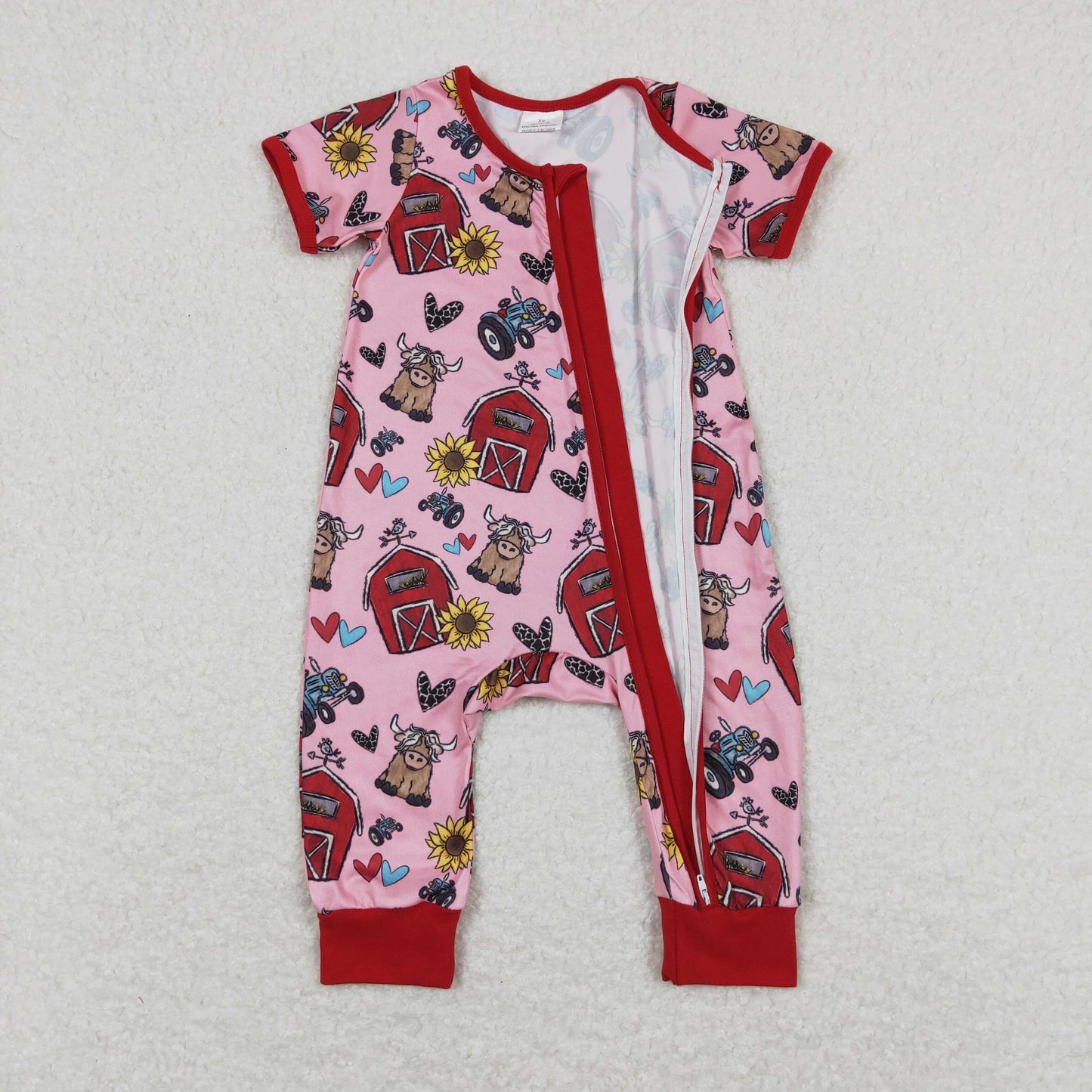 SR1368  RTS flower cow girl romper 202403 sibling