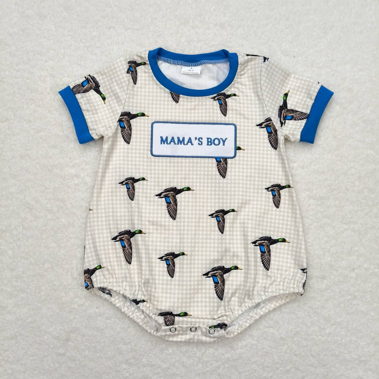 SR1377 duck mama's boy romper 202405 RTS