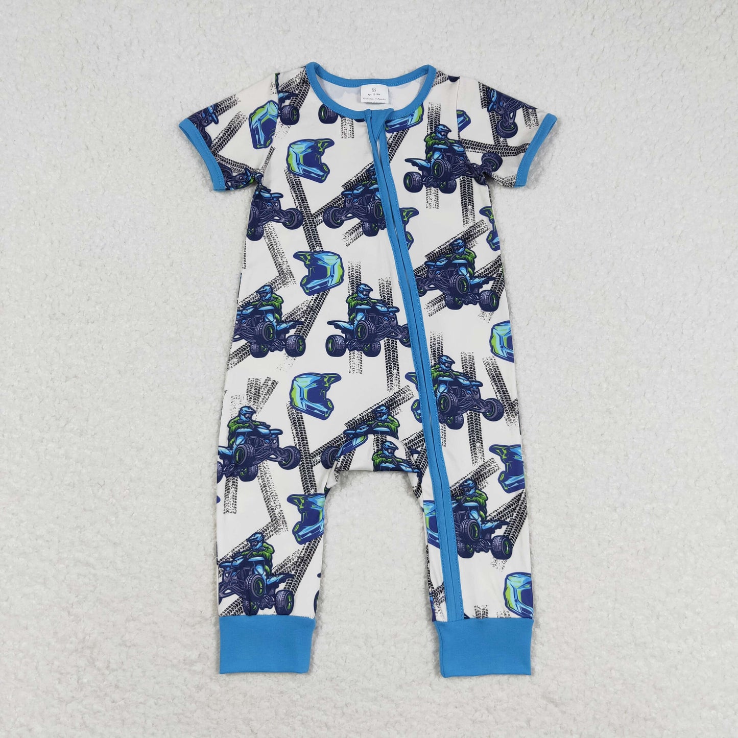 SR1379 dirty biker  boy romper 202405 RTS sibling