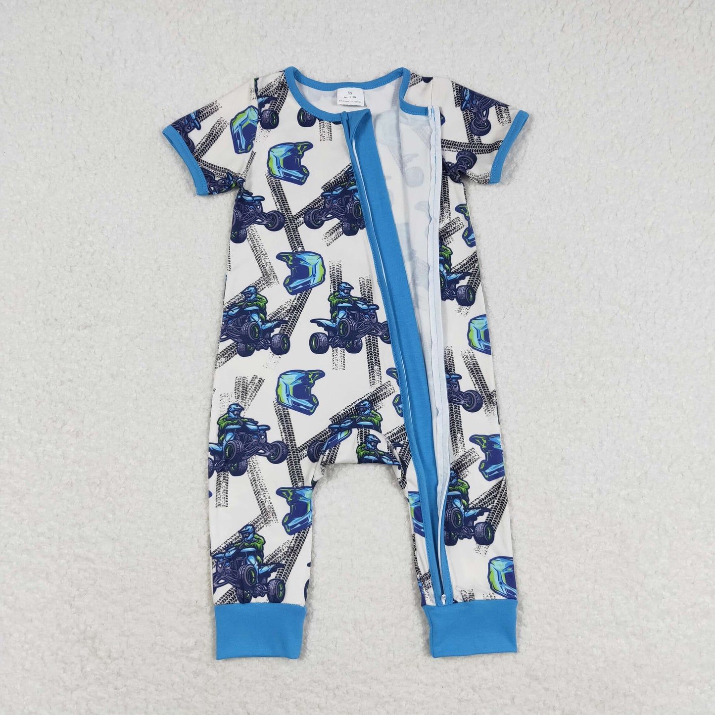 SR1379 dirty biker  boy romper 202405 RTS sibling