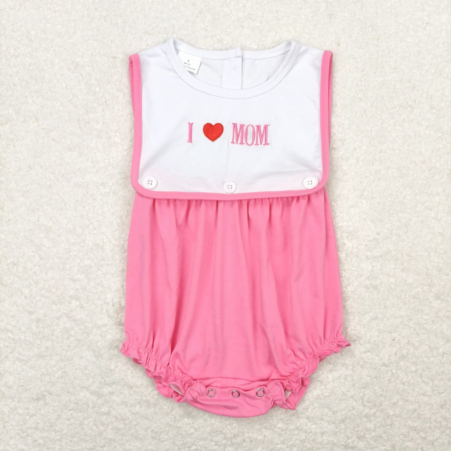 SR1434 embroidery love mom girl romper 202405 RTS