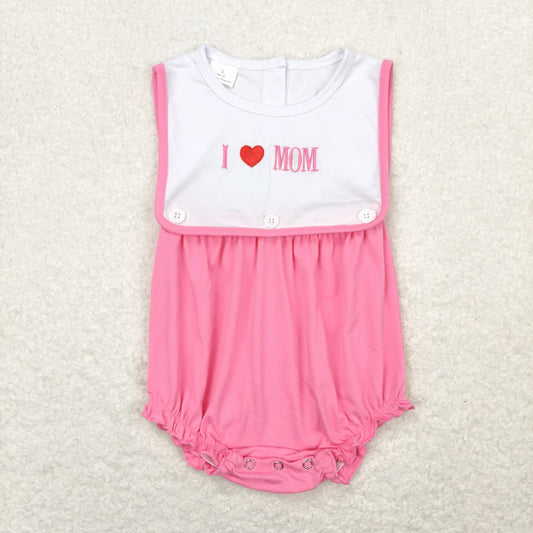 SR1434 embroidery love mom girl romper 202405 RTS