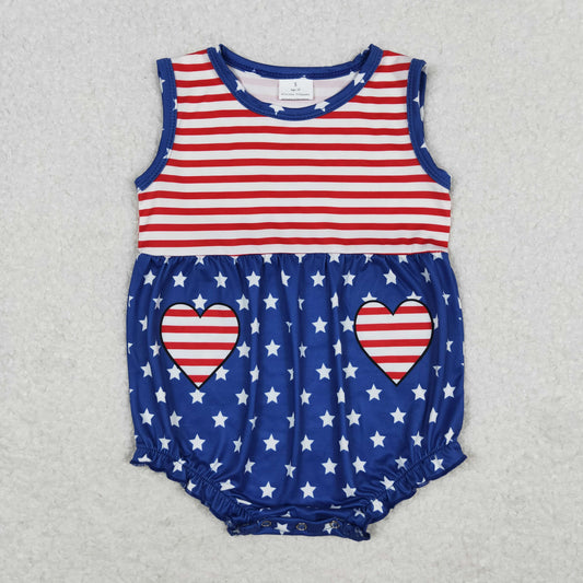 SR1444 4th July girl romper 202405 RTS sibling