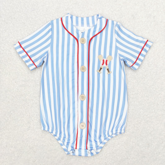 SR1459 embroidery  baseball cotton girl boy romper 202406