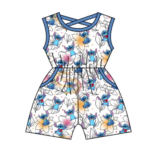 SR1475 preorder cartoon short sleeve girl jumpsuit overall 202403