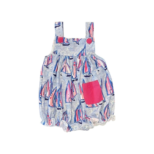 SR1542 sailboat  girl romper 202403 preorder