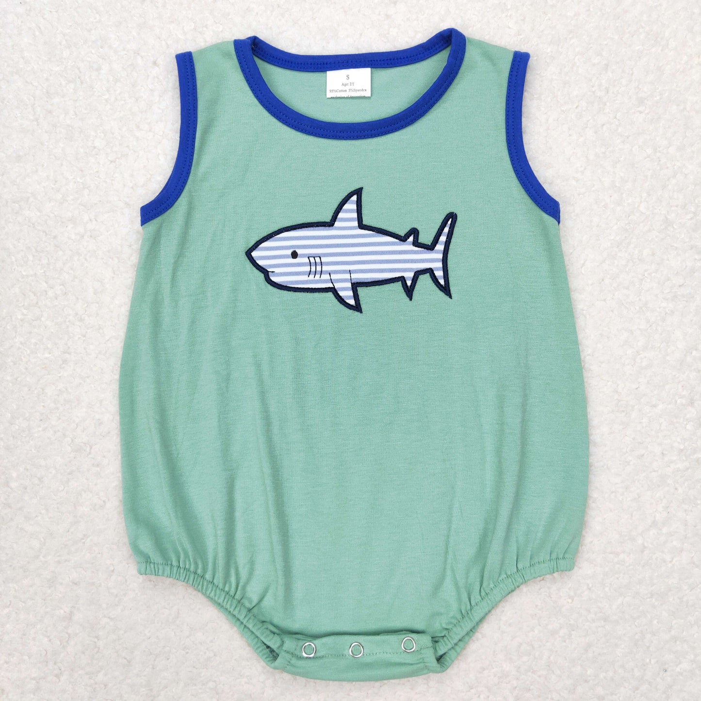 SR1590 embroidery  fish boy romper 202405 rts