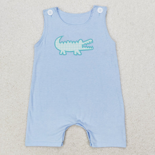 SR1625 embroidery alligator boy romper 202406 RTS