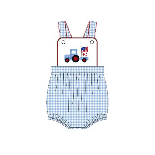 SR1645 independence Day flag tractor boy romper 202403 preorder