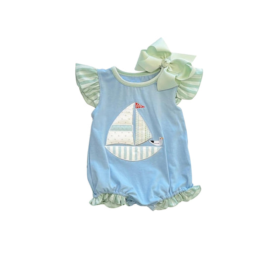 SR1672 sailboat  girl romper 202404 preorder