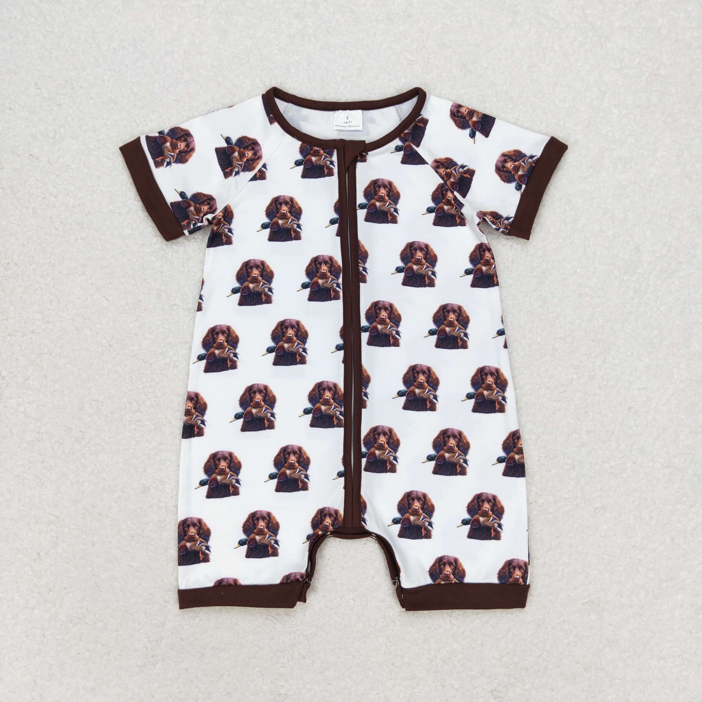 SR1687 dog boy romper 202406 RTS Sibling