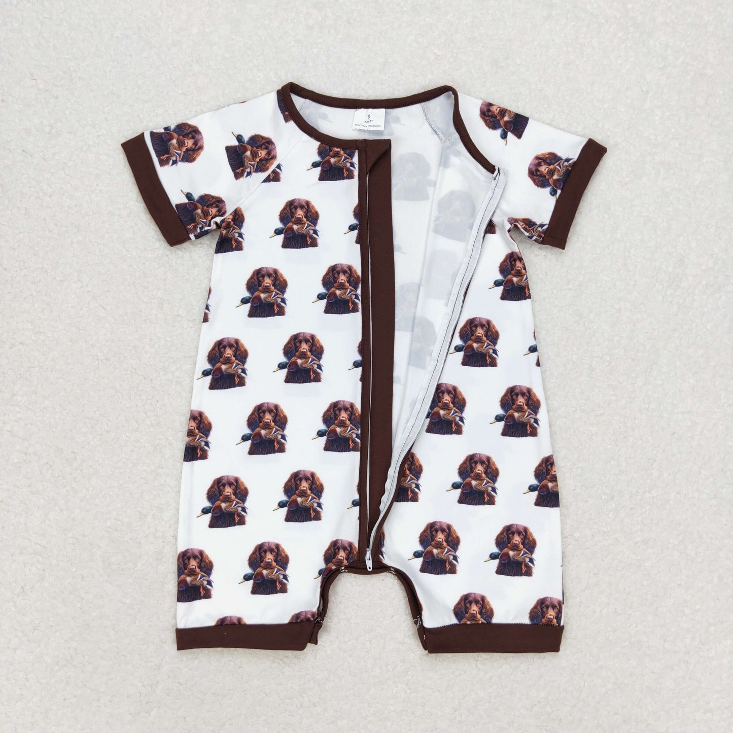 SR1687 dog boy romper 202406 RTS Sibling