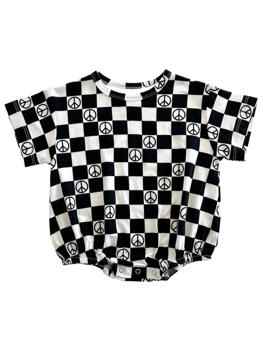 SR1724 black checkerboard western boy romper 202404 preorder