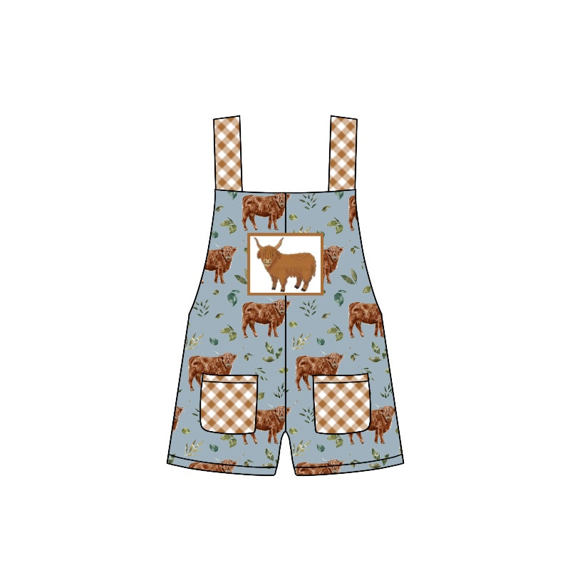 SR1774 cartoon cow western boy romper 202404 preorder