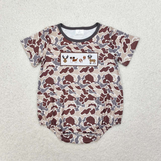 SR1785 Embroidery deer western boy romper 202406 sibling  RTS