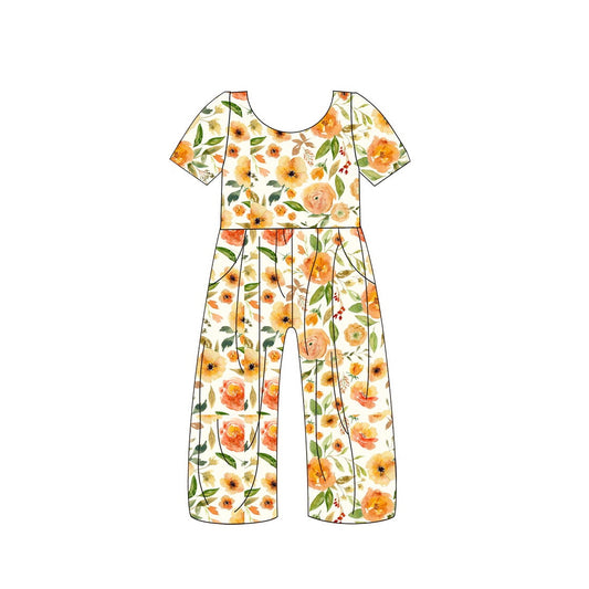 SR1849  preorder flower short sleeve girl jumpsuit overall 202405