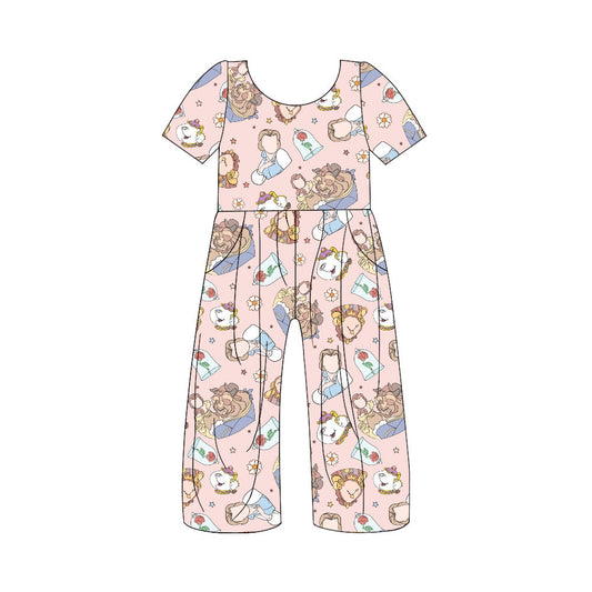 SR1853 preorder cartoon princess short sleeve girl jumpsuit overall 202405