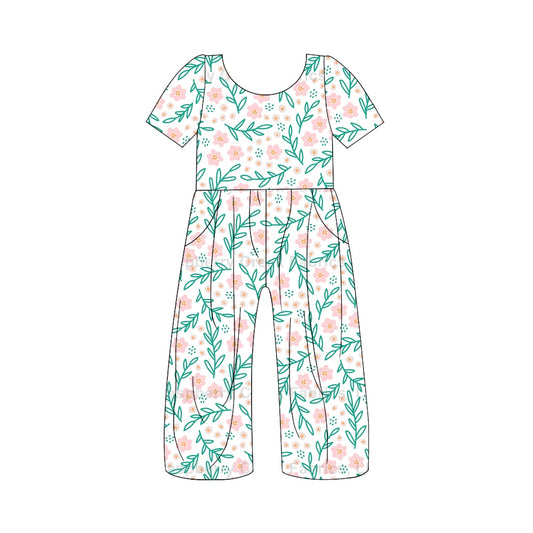 SR1859 preorder flower short sleeve girl jumpsuit overall 202405