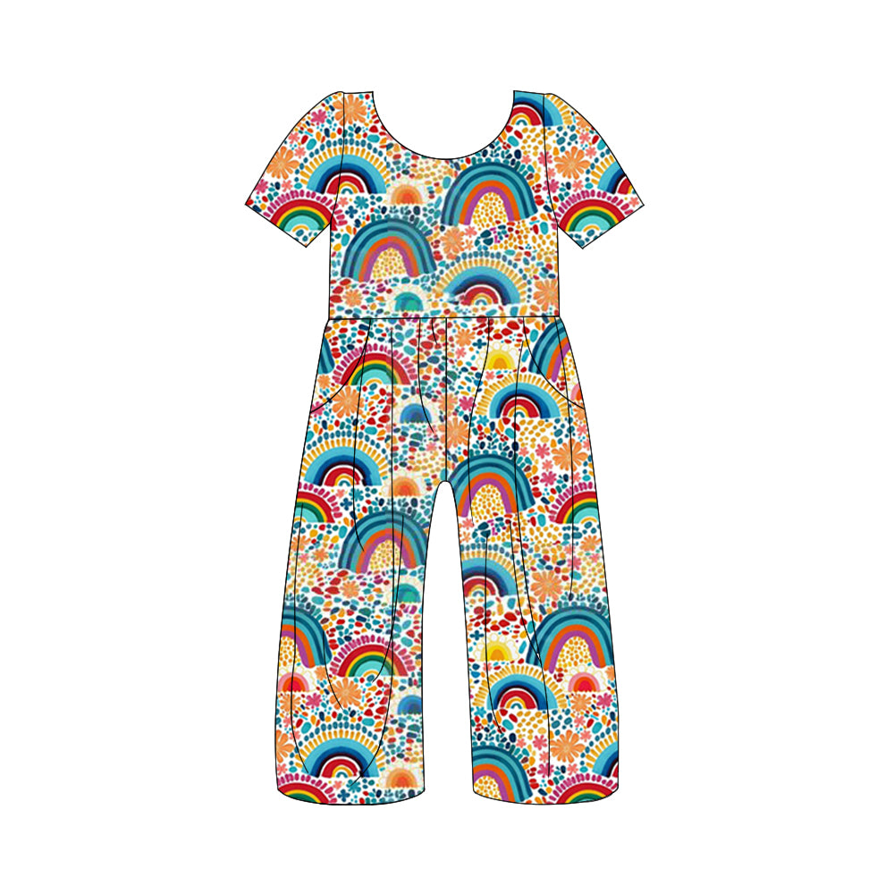 SR1883 preorder rainbow long sleeve girl jumpsuit overall 202405